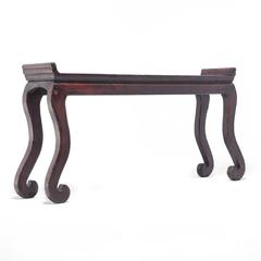 Red Crackled Lacquer Scroll Table