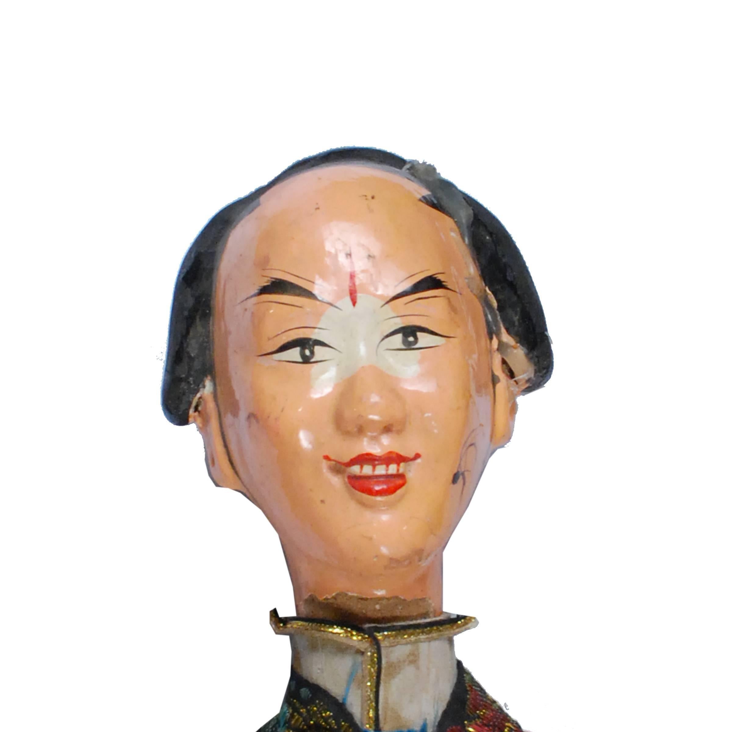 Qing Chinese Robed Puppet, c. 1900 For Sale