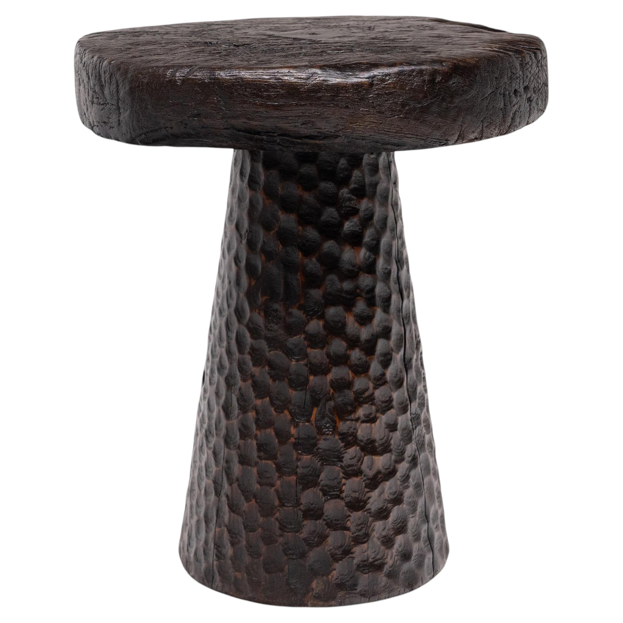 Mushroom Pedestal Side Table with Wheel Top For Sale
