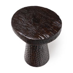 Mushroom Pedestal Side Table with Wheel Top