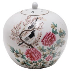Chinese Famille Rose Ginger Jar with Lovebirds & Peonies, Early 20th Century