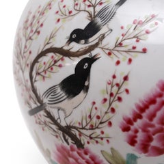 Chinese Famille Rose Ginger Jar with Lovebirds & Peonies, Early 20th Century