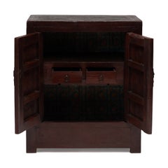Antique Chinese Locking Cabinet with Duck & Lotus, Early 20th Century