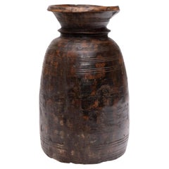 Antique Himalayan Wooden Milk Pot, Early 20th Century