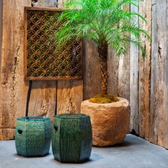 Green Glazed Bamboo Grove Garden Stool