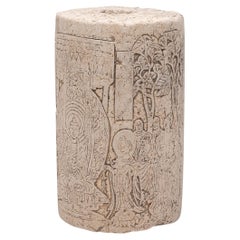 Antique Chinese Engraved Textile Printing Stone, 19th Century