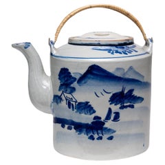 Chinese Blue & White Shan Shui Teapot