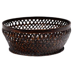 Antique Japanese Lacquered Bamboo Basket