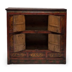 Antique Tibetan Peach & Peony Cabinet, c. 1900