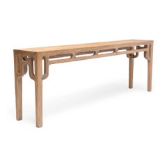 Reclaimed Wood Ellipse Cutout Console Table