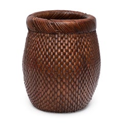 Antique Chinese Reed Wrapped Basket, Early 20th Century