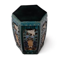 Green Glazed Sancai Blossom Garden Stool