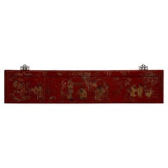 Antique Chinese Gilt Scholar Garden Panel, 19th Century