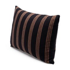Orange & Black Striped Cotton Throw Pillow