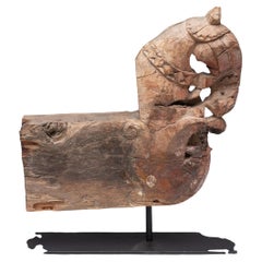 Antique Indian Horse Head Temple Fragment, 19th Century