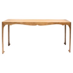 Chinese Golden Silk Painting Table with Sword Legs
