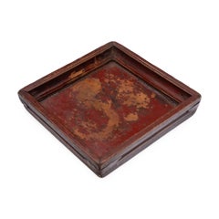 Petite Chinese Red Lacquer Tea Tray, 19th Century