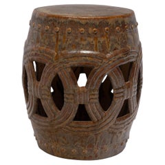 Caramel Brown Glazed Prosperity Garden Stool