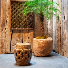 Caramel Brown Glazed Prosperity Garden Stool