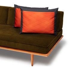Pair of Orange Silk Throw Pillows