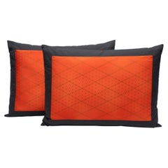Pair of Orange Silk Throw Pillows