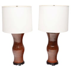 Pair of Oxblood Red Vase Table Lamps