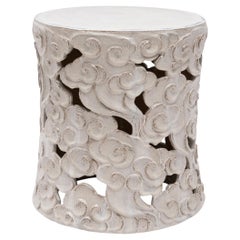 Milky White Glazed Cloud Garden Stool