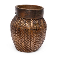Antique Chinese Woven River Basket, Early 20th Century