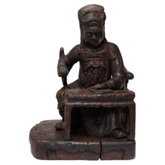 Mythical Chinese Deity Altar Figure with Throne & Table, 19th Century