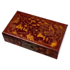 Antique Chinese Gilt Palace Courtyard Lockbox