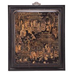 "Palace Park" a Pair of Chinese Gilt Painted Panels