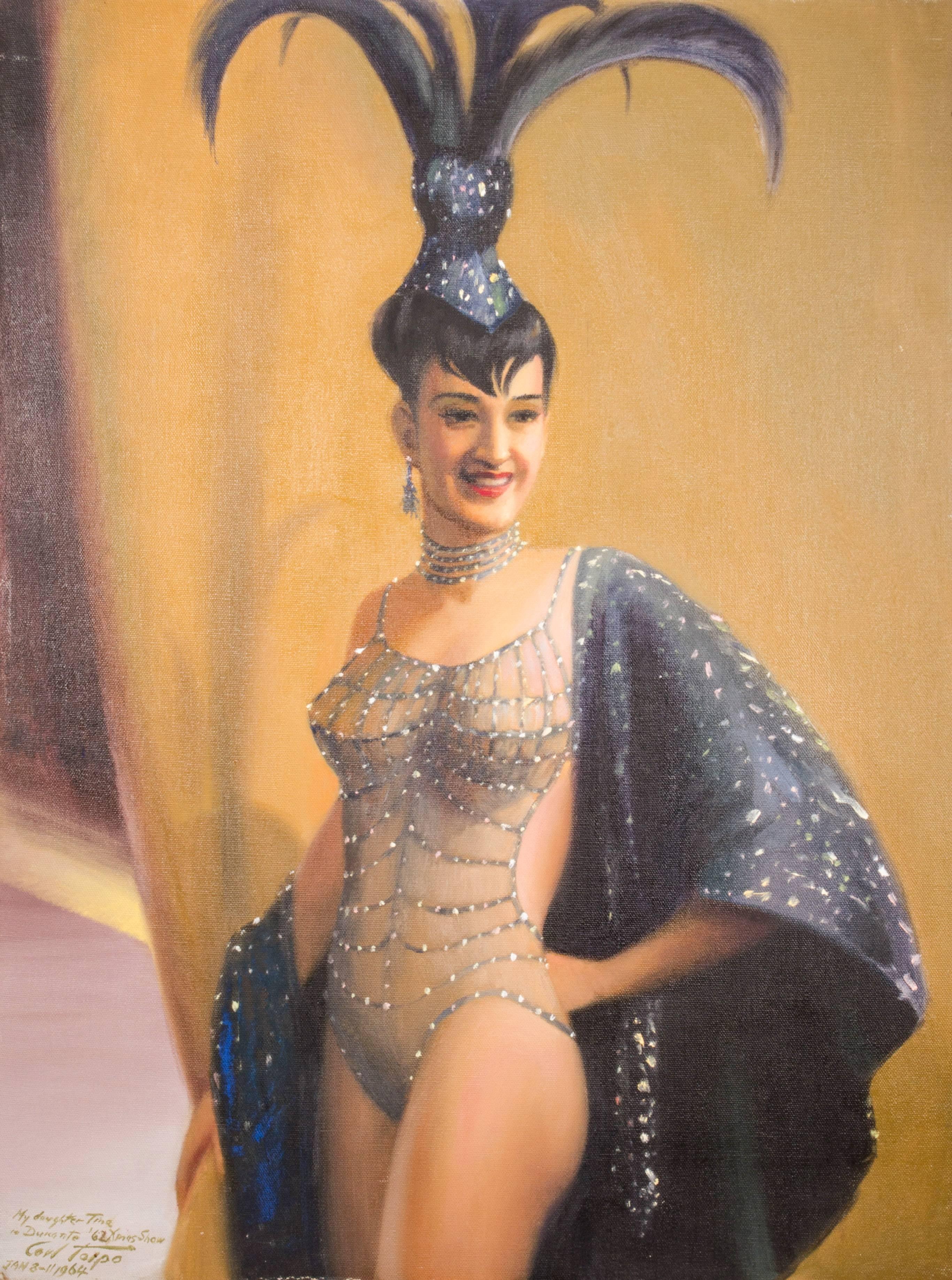 This is a painting by Carl Tolpo, who's daughter was a showgirl on the Jimmy Durante show.