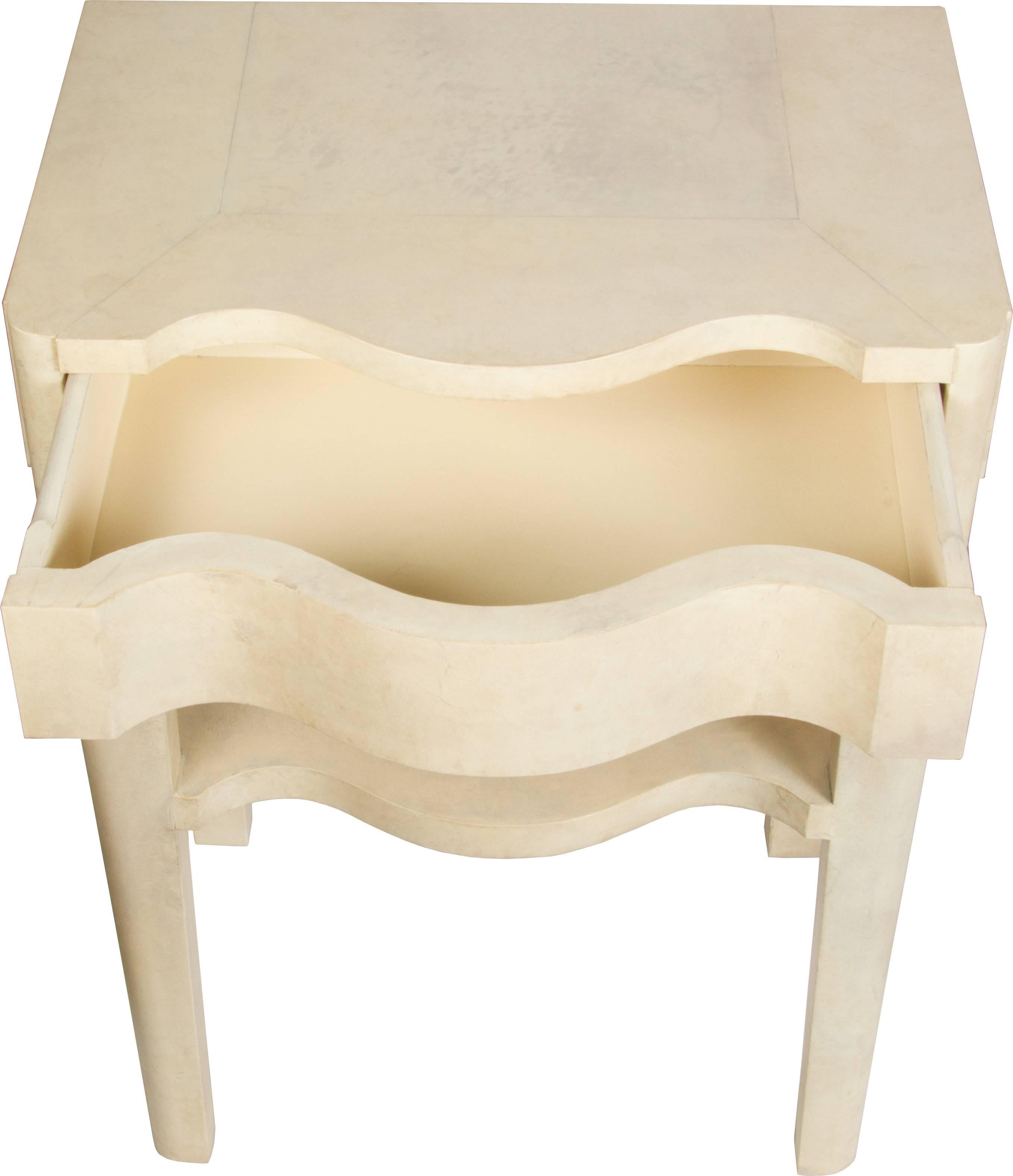 Mid-20th Century Pair of Exceptional Parchment Side Tables or Nightstands by Samuel Marx