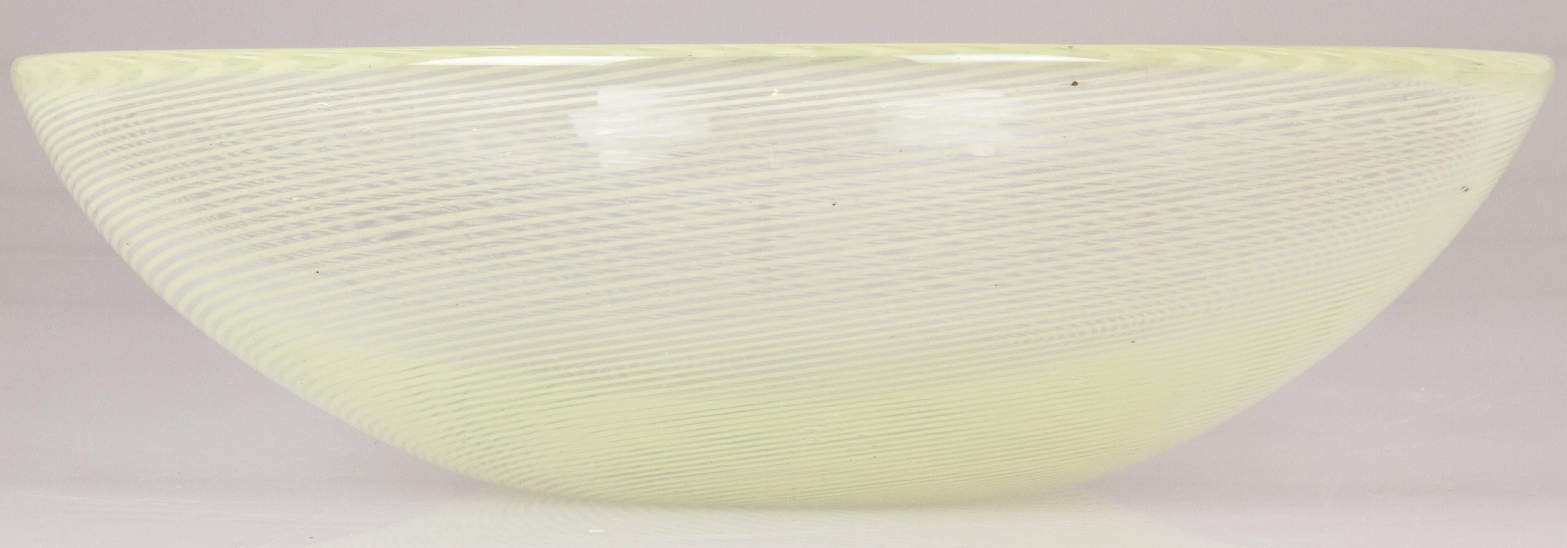 Glass Large Murano Lattisimo Oval Centerpiece Bowl For Sale