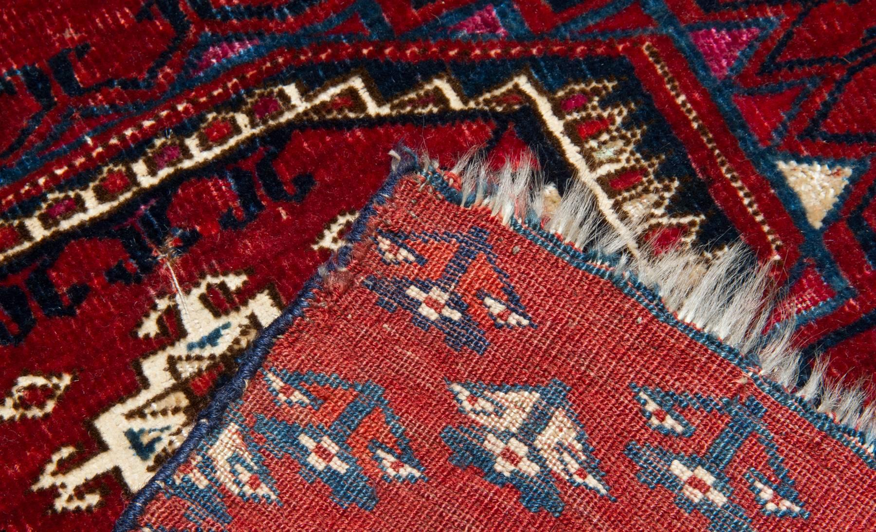 Turkestan Antique Salor Turkeman Wool and Silk Rug For Sale