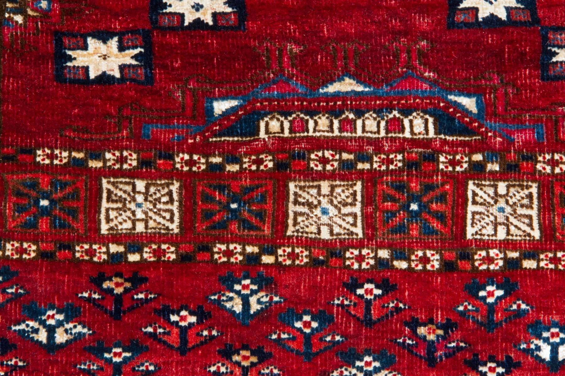 19th Century Antique Salor Turkeman Wool and Silk Rug For Sale