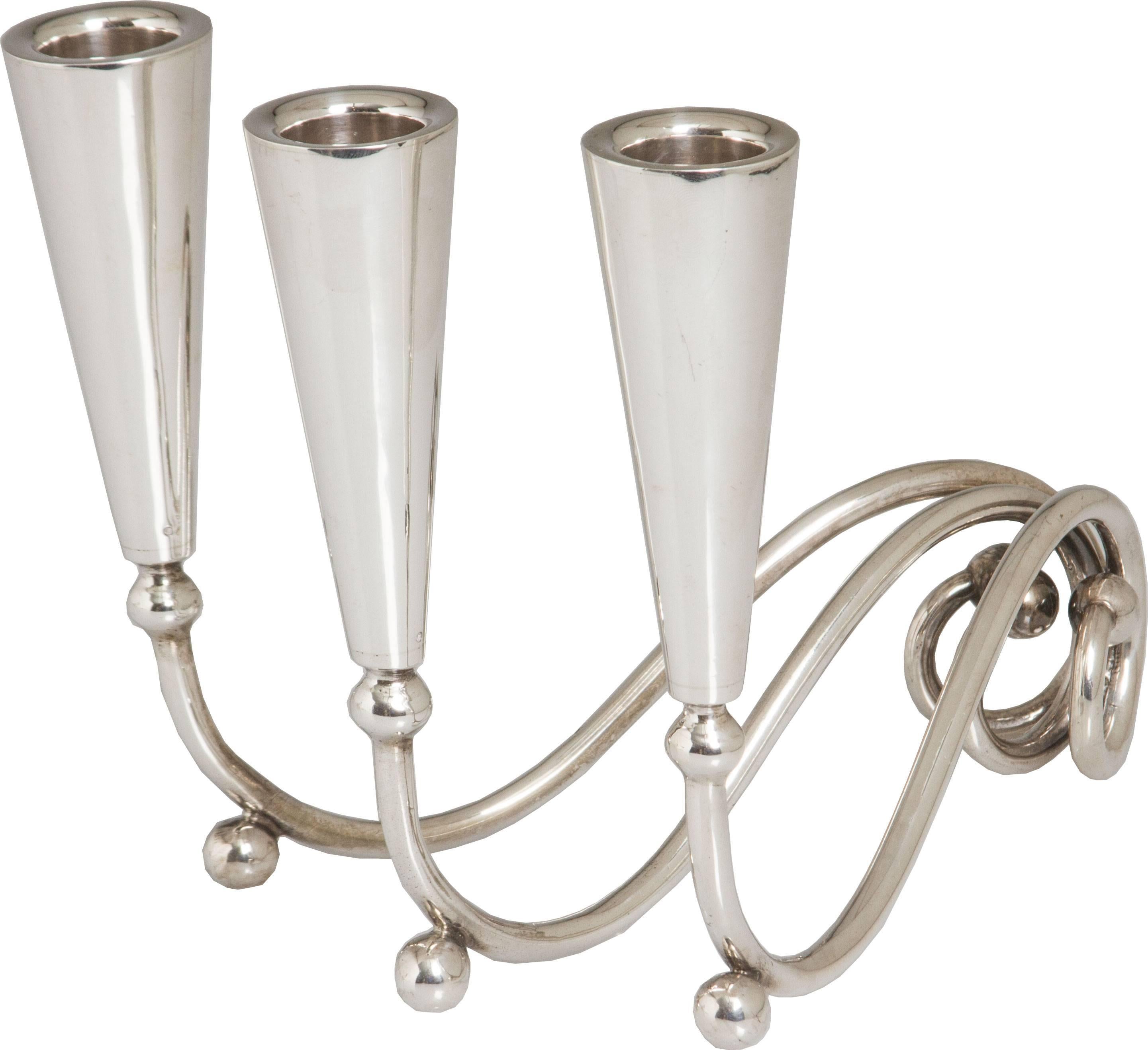 These are a handsome pair of candelabrum, each stick is accented with round sterling balls.