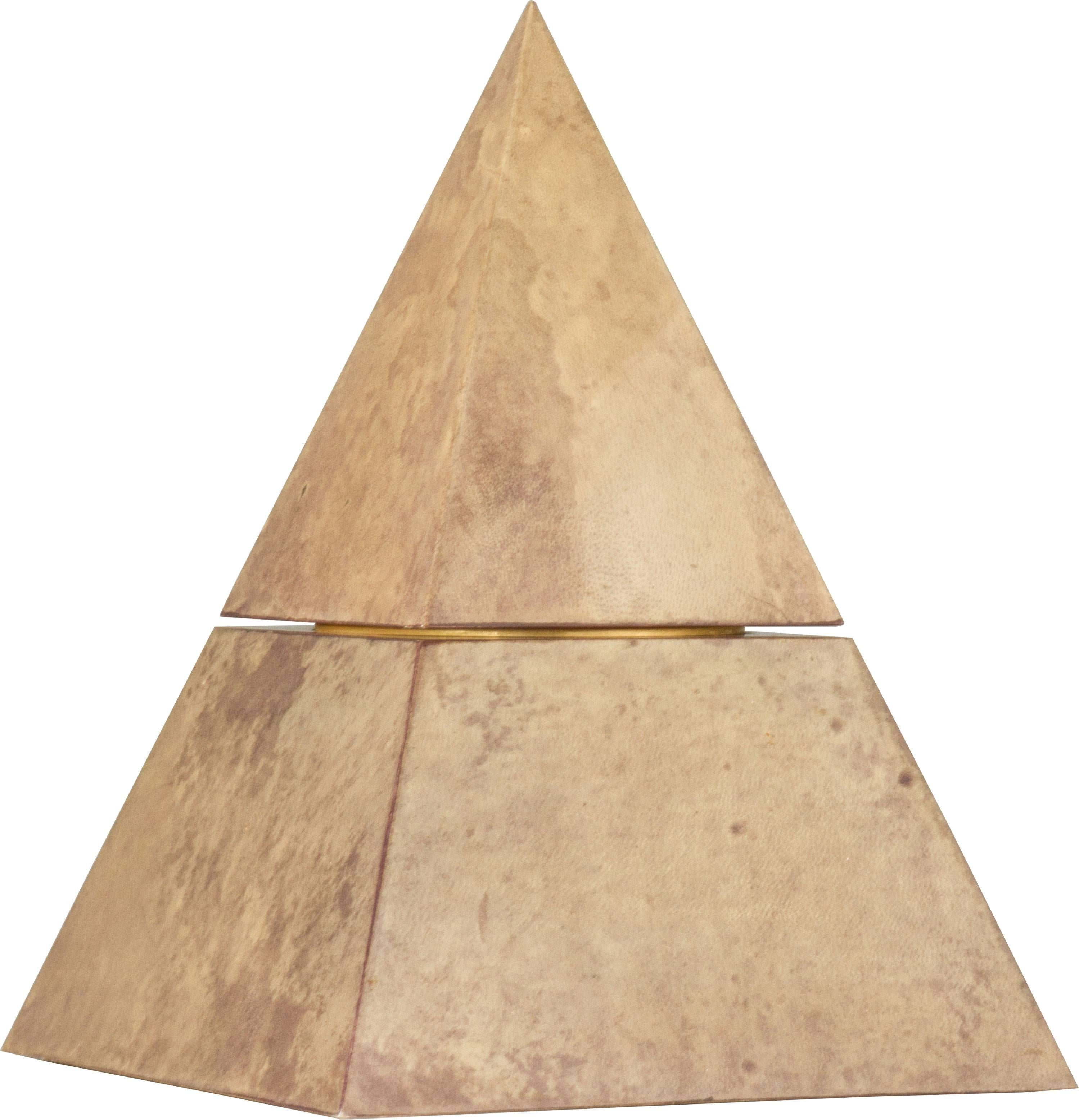 Italian Mid-Century Sculptural Pyramidal Aldo Tura Lacquered Parchment Ice Bucke
