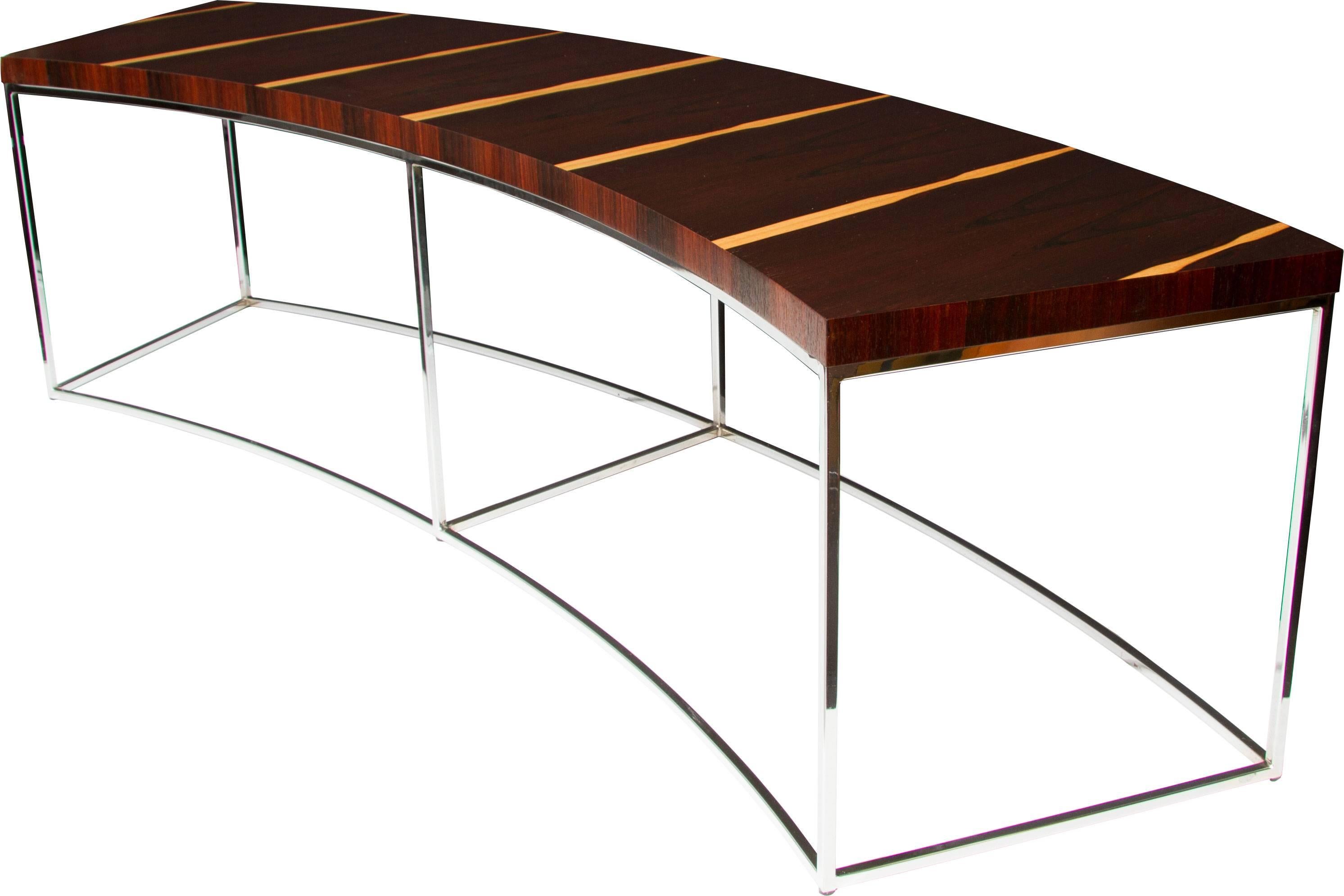 Late 20th Century Milo Baughman Curved Rosewood Veneer Table