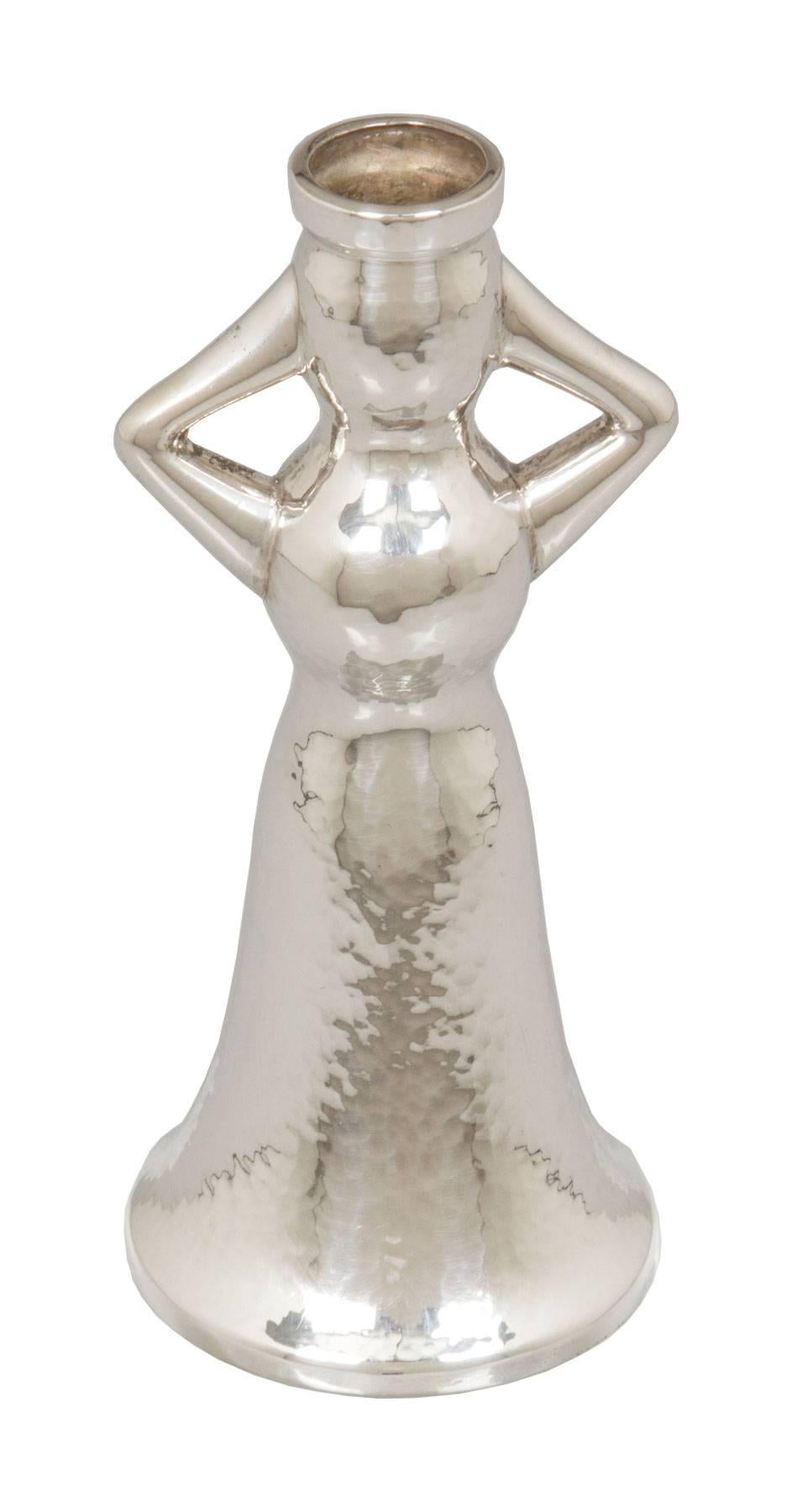 Greek Figural Hand-Hammered Sterling Silver Lalaounis Fertility Goddess Vase For Sale