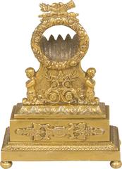 Antique Brass Pocket Watch Holder with Angels