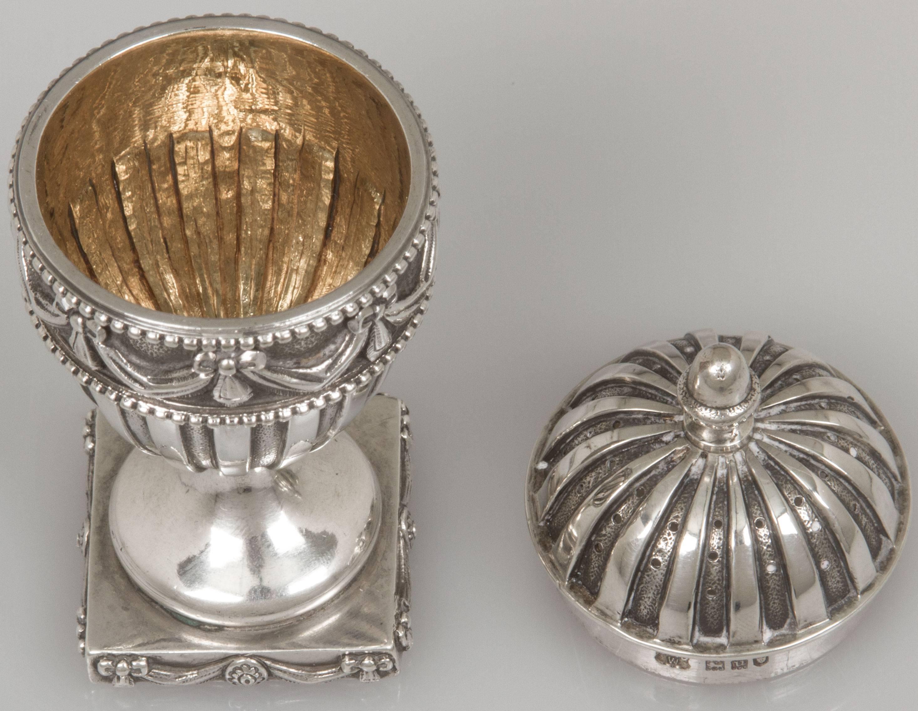 Regency Revival Sterling Silver Salt and Pepper Shakers In Excellent Condition In Chicago, IL