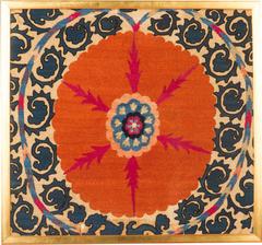 Antique Framed Embroidered Suzanii Fragment