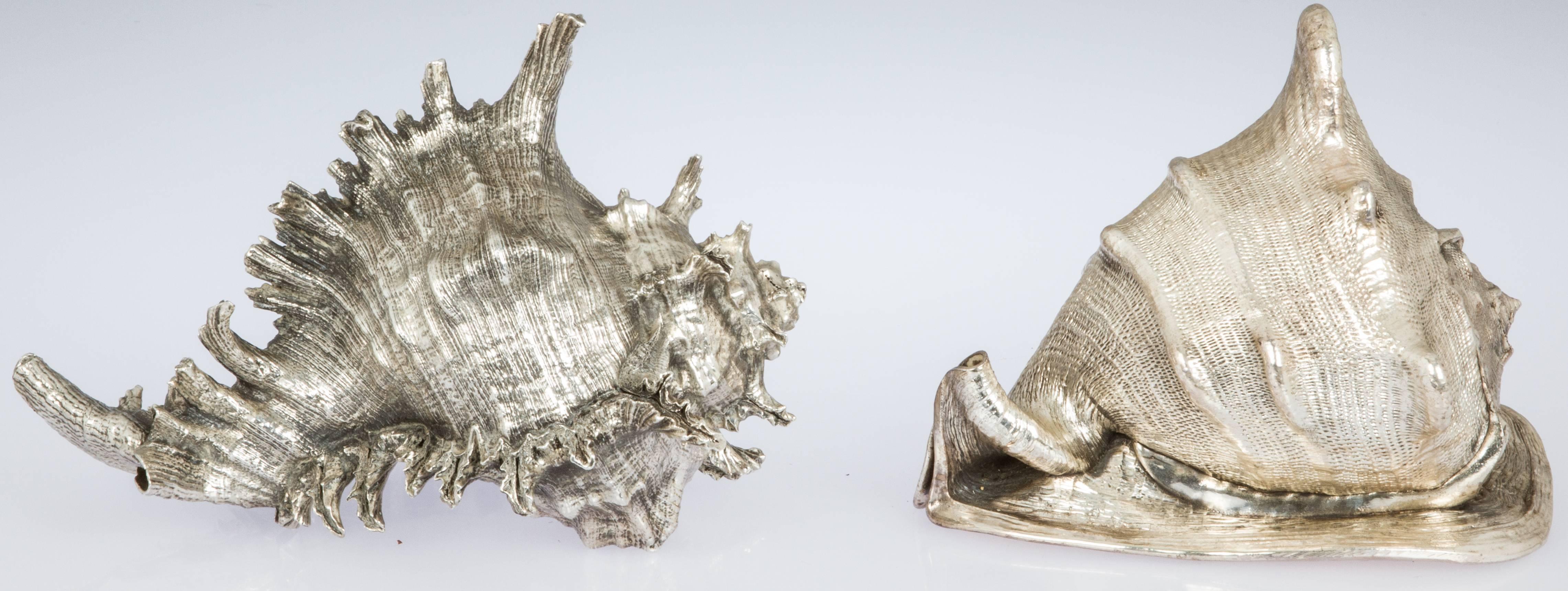 Italian Pair of Sterling Silver-Clad Shells