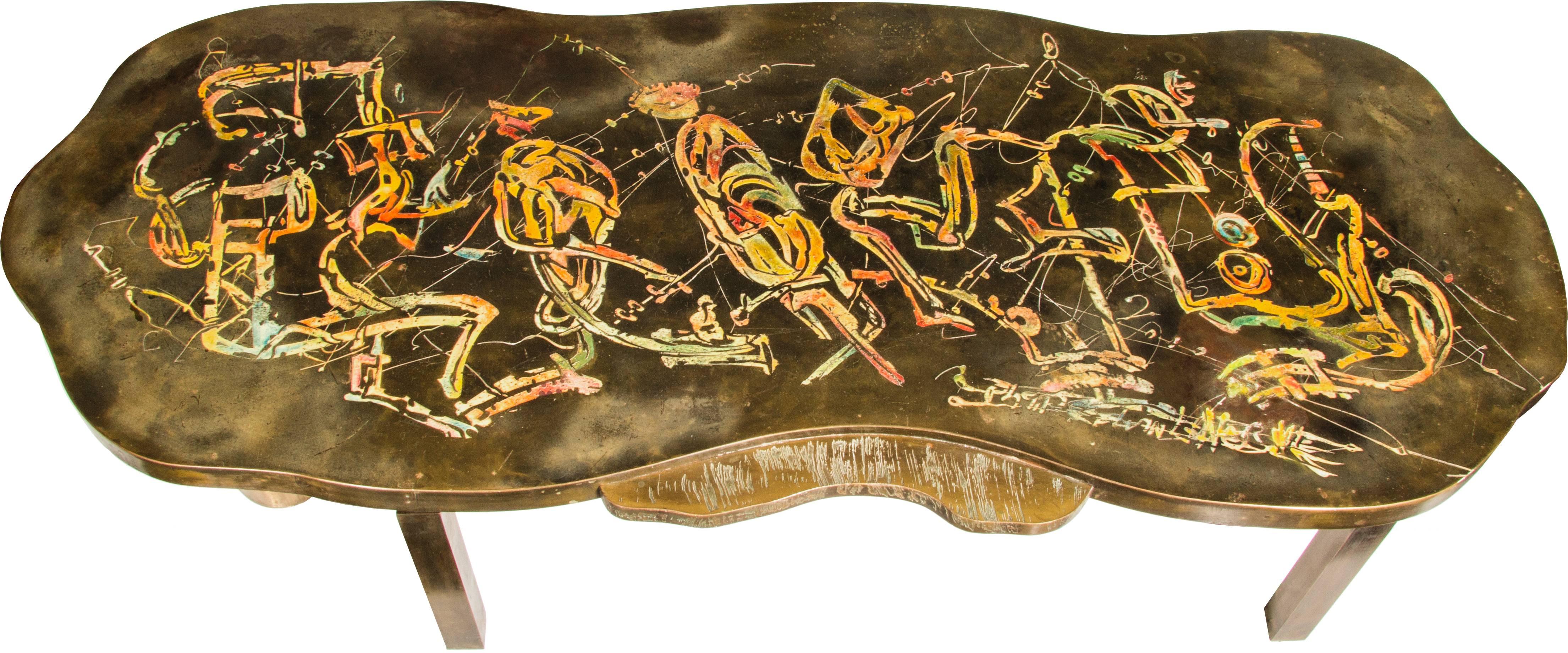 Bronze Laverne Custom Table with a Musical Motif In Excellent Condition In Chicago, IL