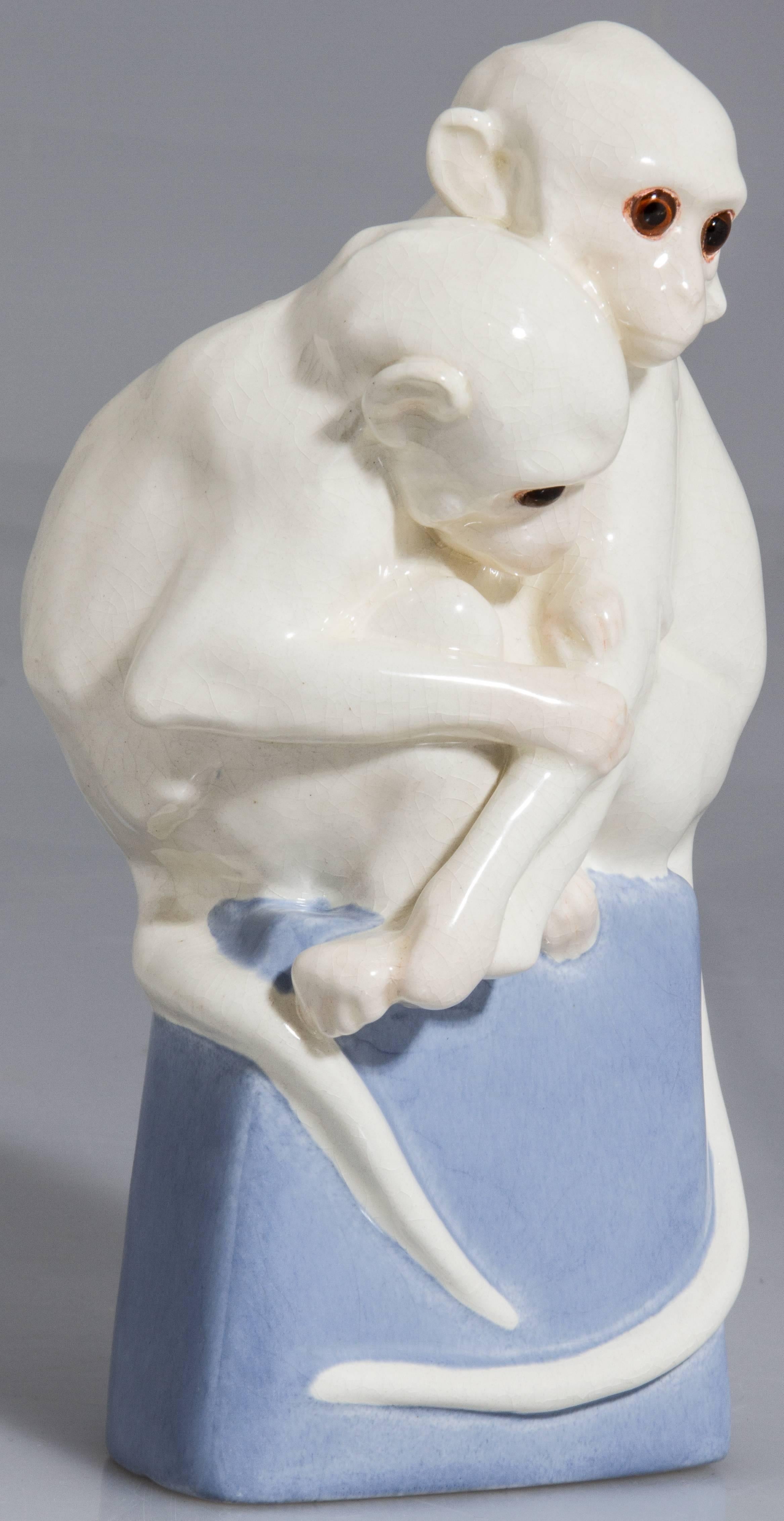 Weiner Werkstätte Austrian Monkey Porcelain Lamp In Excellent Condition For Sale In Chicago, IL