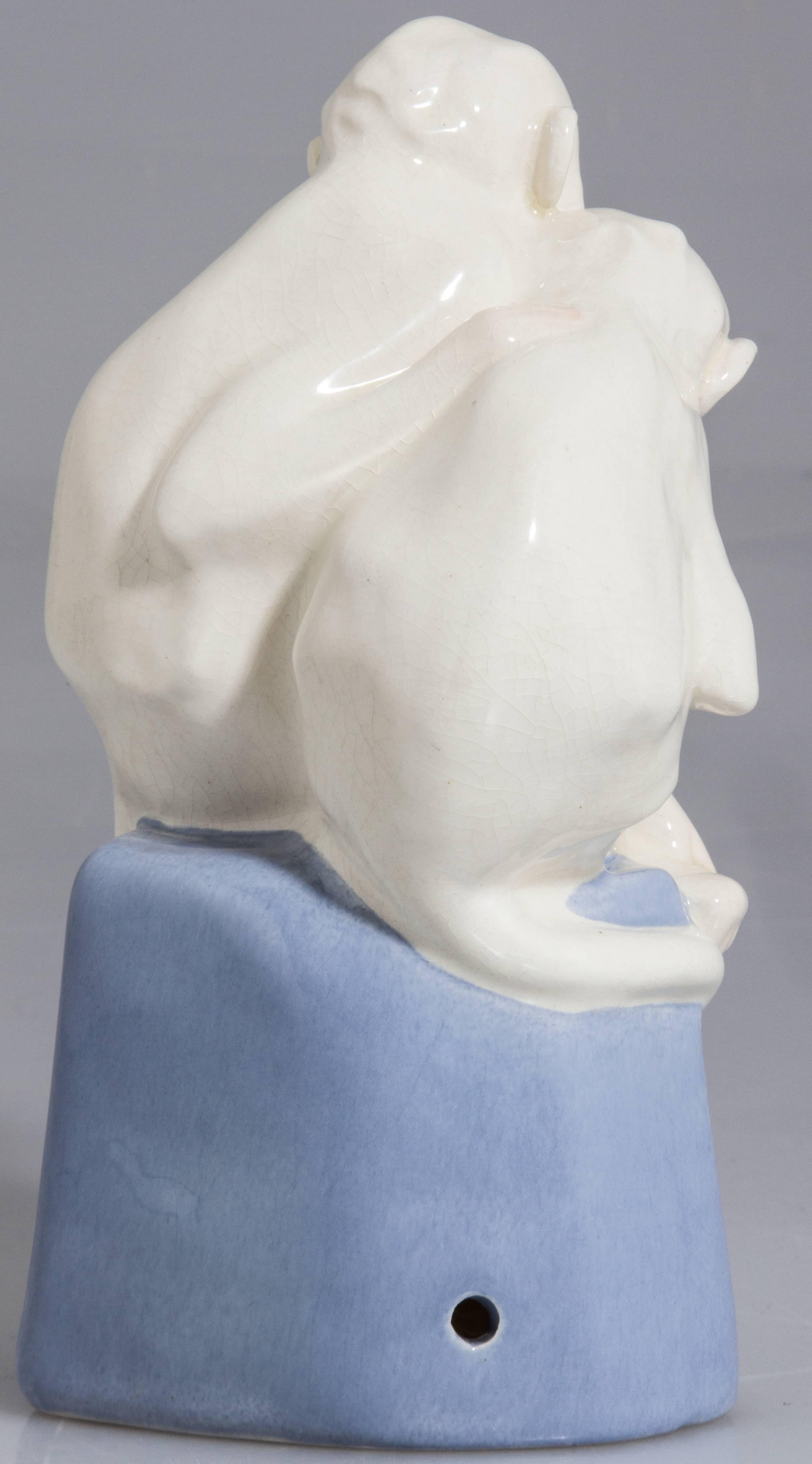 Mid-20th Century Weiner Werkstätte Austrian Monkey Porcelain Lamp For Sale