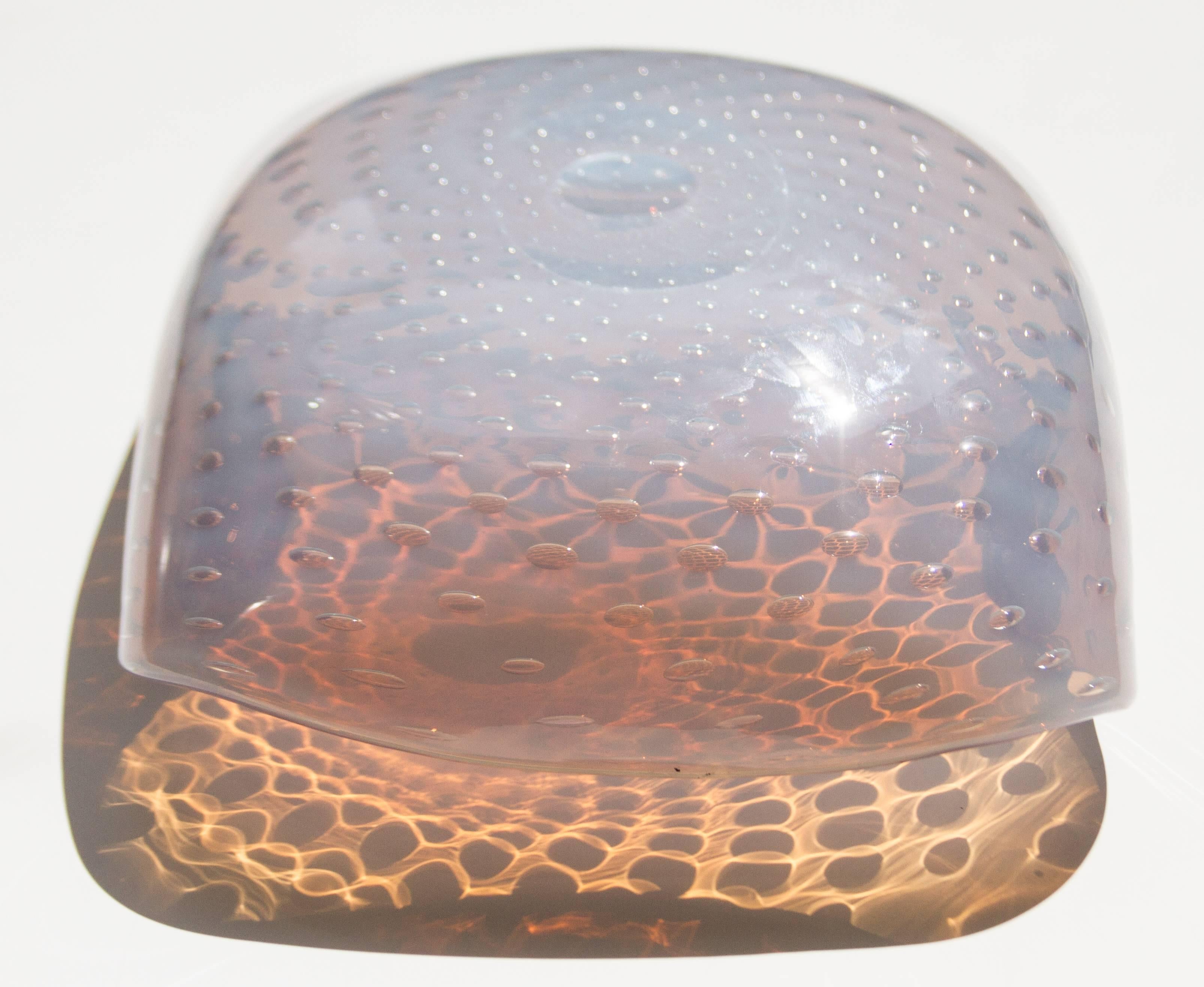 Mid-20th Century Large Murano Free-Form Bowl with Controlled Bubbles For Sale