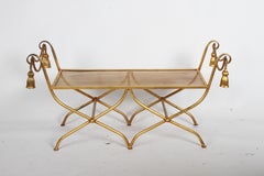 Italian Gilt Hollywood Regency Style Tassel or Rope Bench.