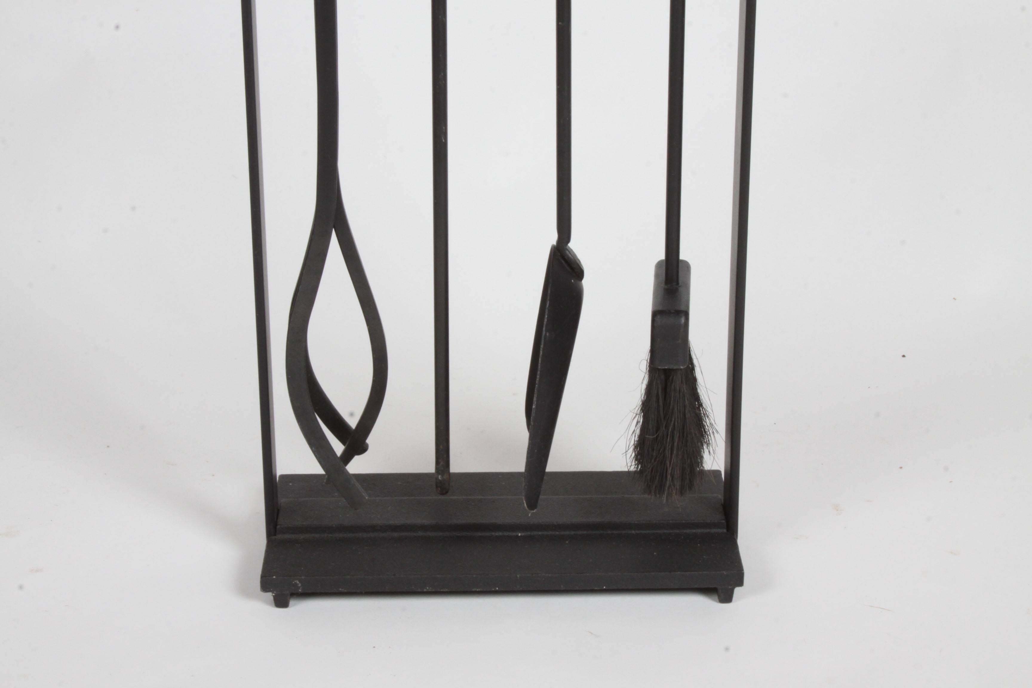 Mid-20th Century Mid-Century Modern Black Iron Minimalist Fire Tools